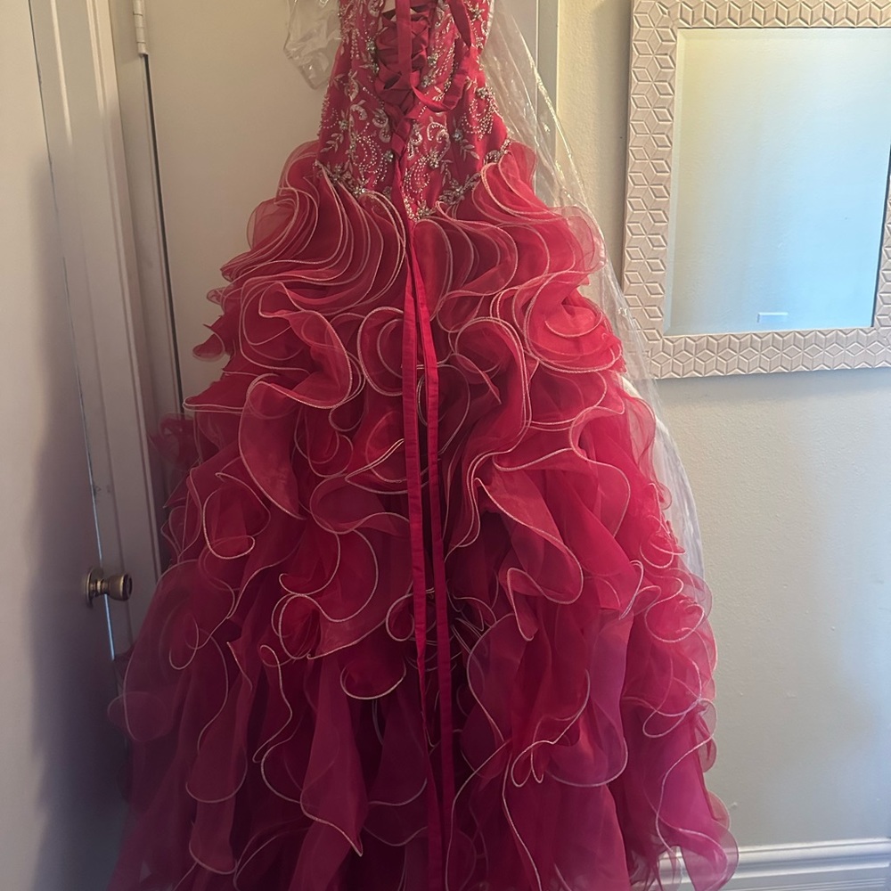Pink Royal Ball Girls Gown Size 10 with jacket and slip like new - Picture 10 of 10